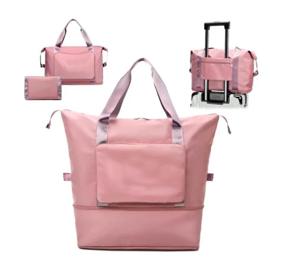 🎀🧳 Bolso Totebag Plegable Rosa – Ligero, Impermeable y de Gran Capacidad | 3 en 1